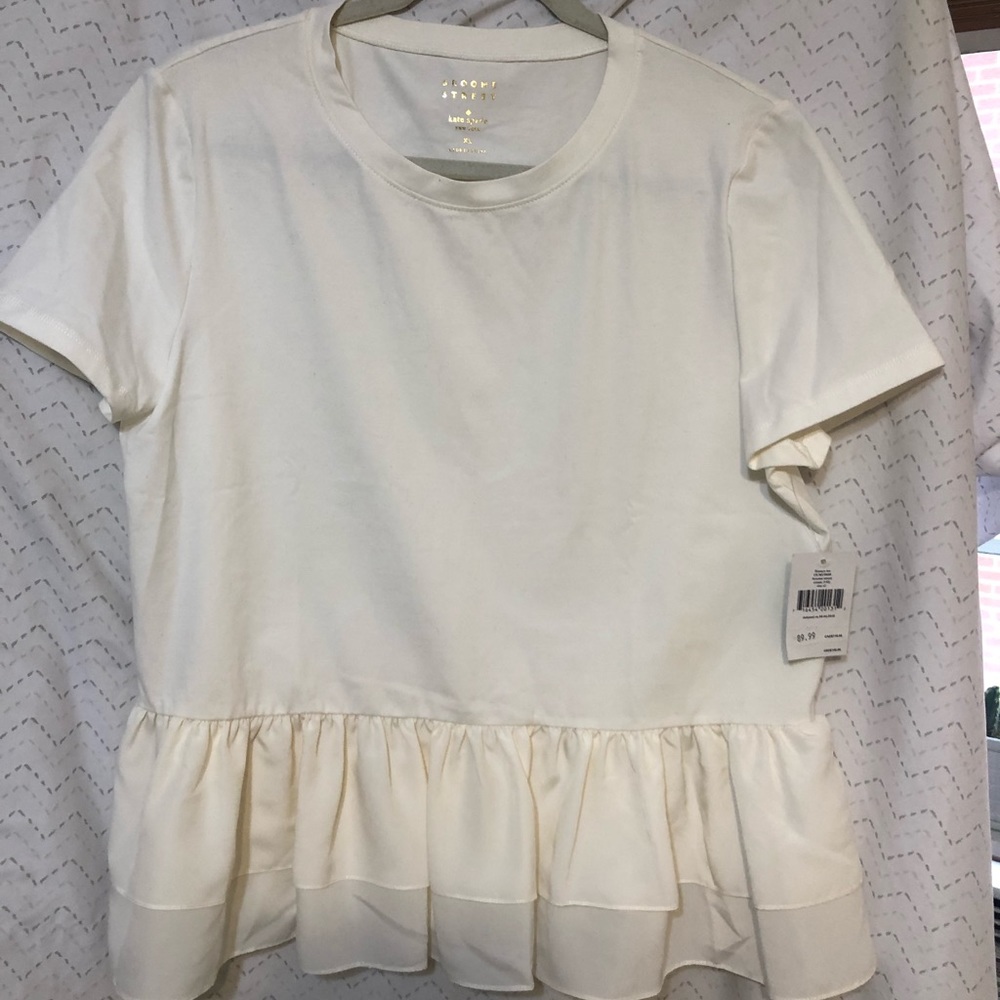 Kate Spade Cream Flounce Tee